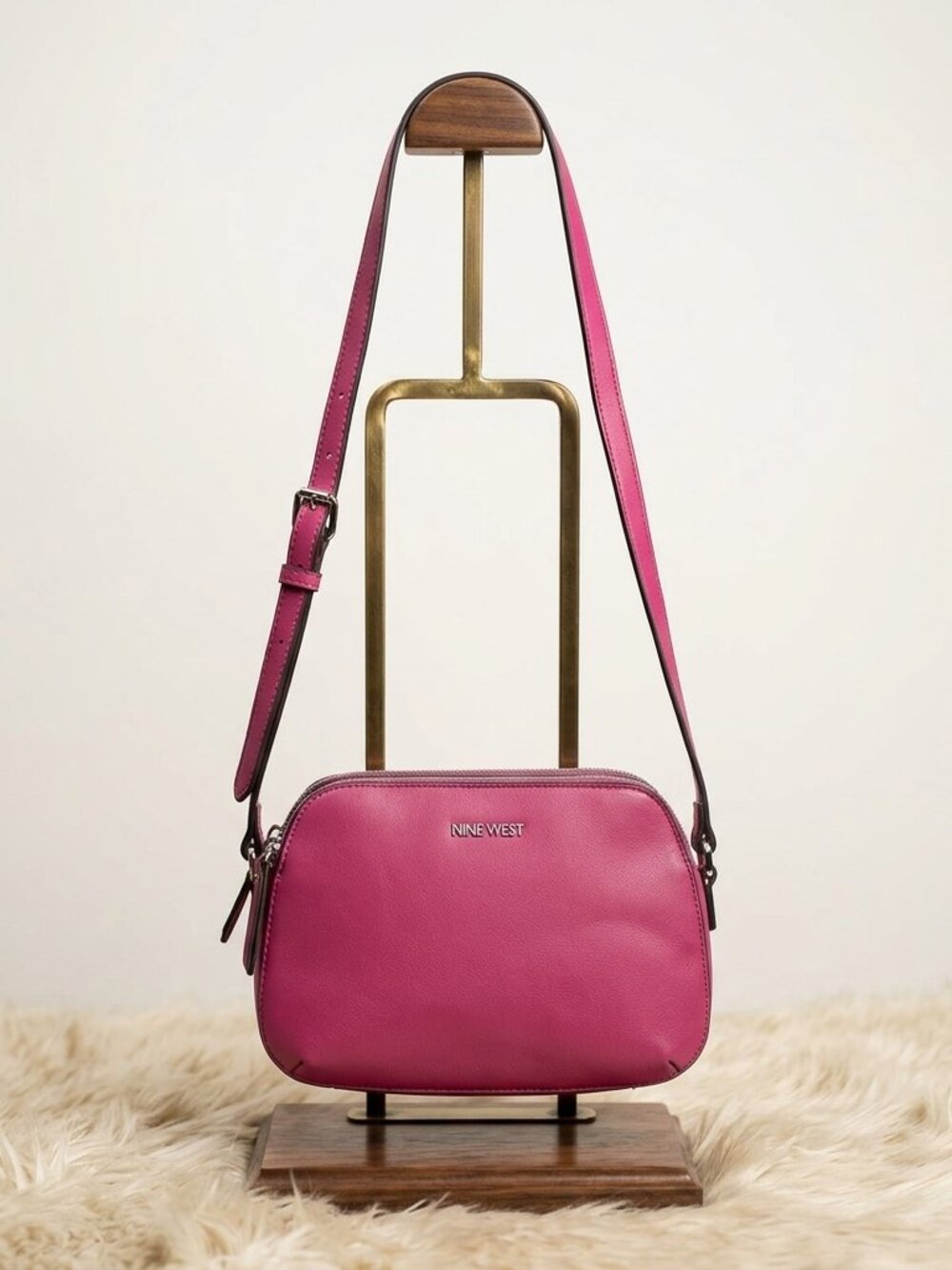Nine West Soft Pink Faux Leather Crossbody – Chic & Compact